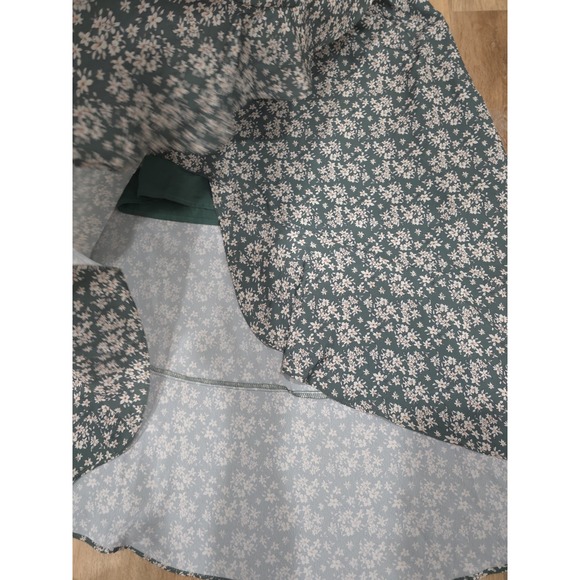 Wishlist Women's Floral Print Wrap Maxi Skirt S Small Green Cream Slit High Low - Picture 5 of 12
